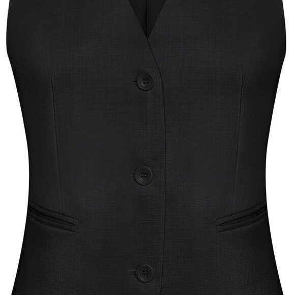 Women Suit Vest Dressy Button Down Waistcoat Pockets Business Casual - Picture 6 of 6